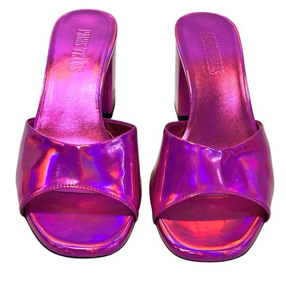 Paris Texas 6.5 Pink Iridescent Prisma Mules Sandals Leather Open Toe Anja $495 - Picture 6 of 10